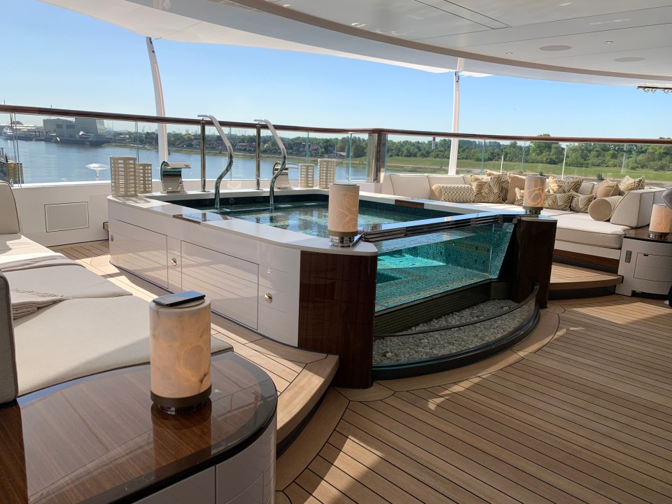 The boat even has a hot tub out the back