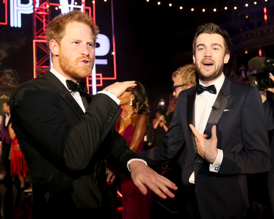 Prince Harry and Jack Whitehall at The Royal Variety Show in 2015