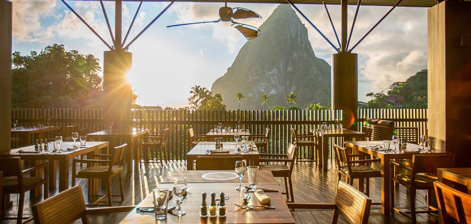 Overlooked by the Piton Mountains, Hotel Chocolat’s Rabot Hotel boasts 25 private eco lodges, plus a classy restaurant and bar