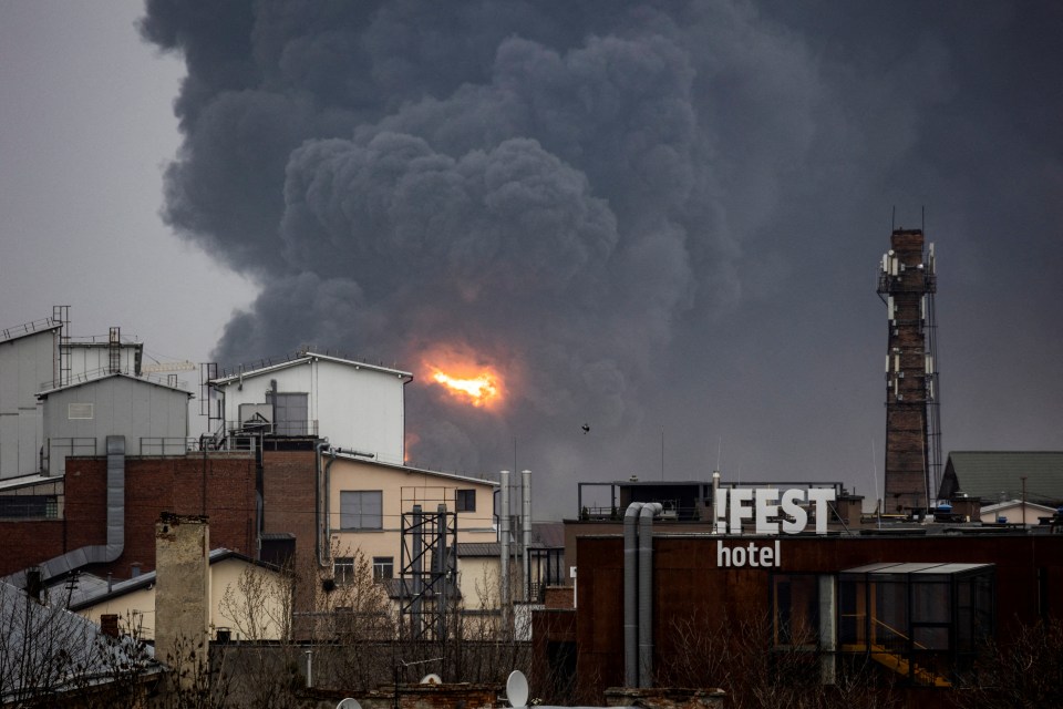 Thick black smoke was seen rising after the blast