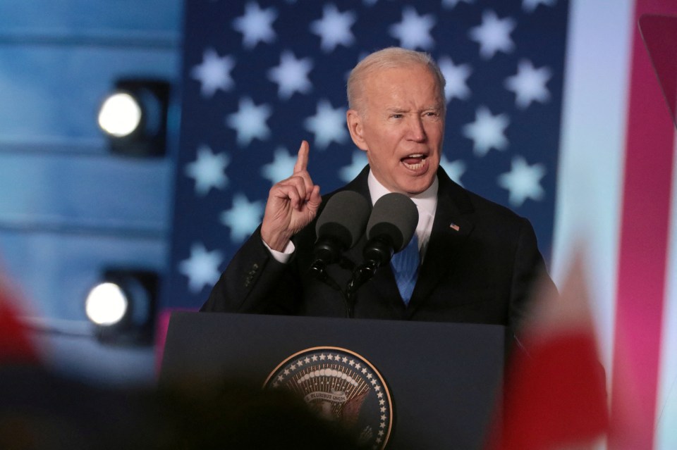 President Joe Biden made a fiery attack on Putin during a visit to Poland today