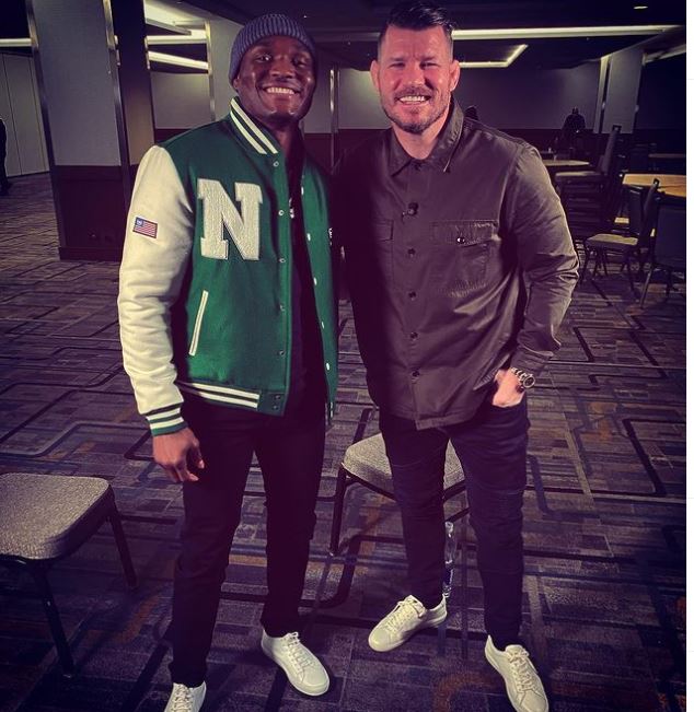 Kamaru Usman pictured with Michael Bisping