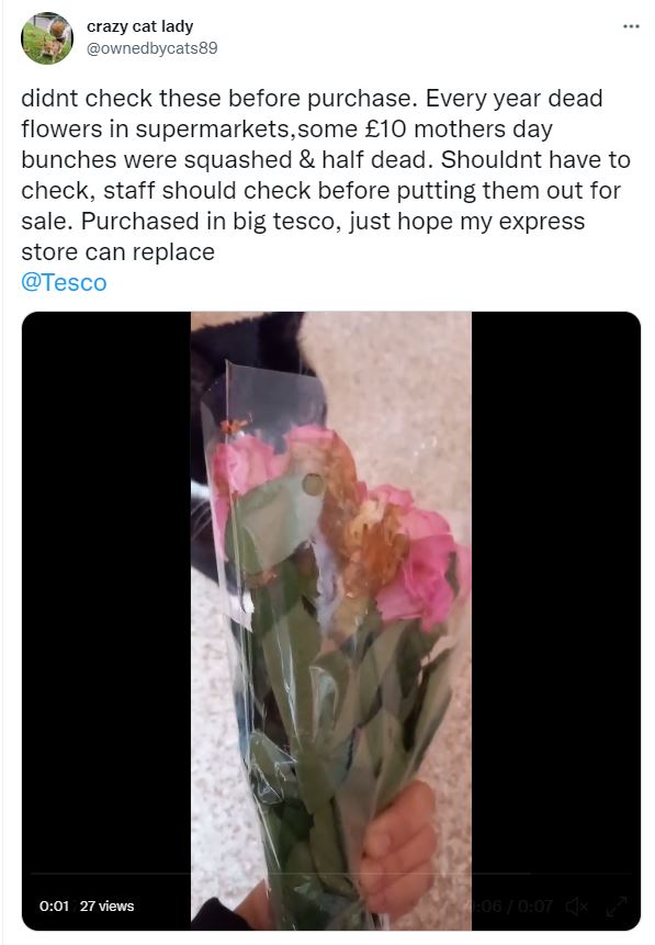 A Tesco shopper found their bunch of flowers were rotten