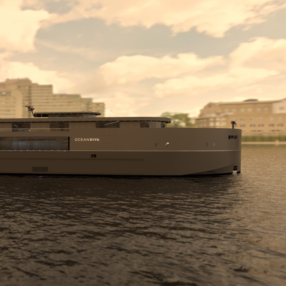 The £25m Oceandiva London is docking on the Thames and can be hired out as an events space