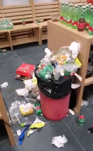 Italy's dressing room was left in a horrible state