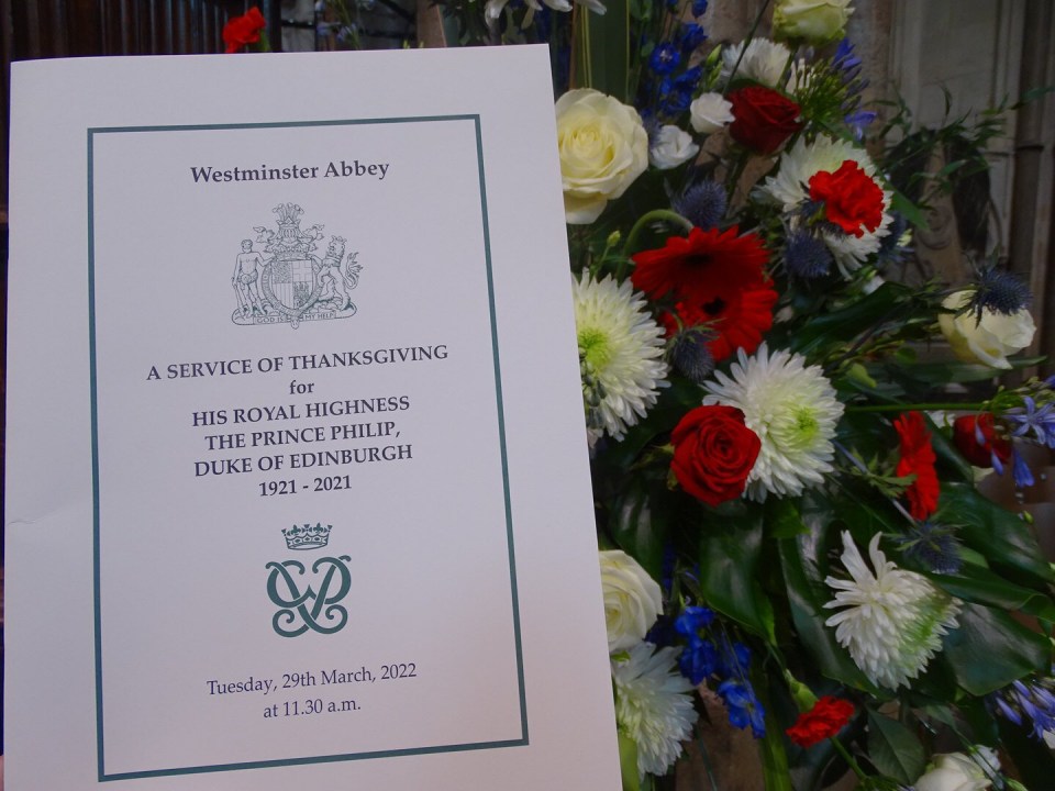 Flowers at today’s service of thanksgiving are white, red and blue