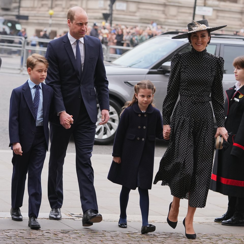 Kate and William arrive for a memorial service to Prince Philip