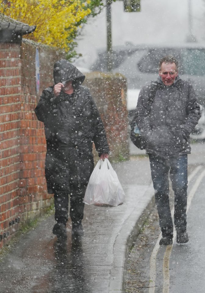 Residents in Chelmsford's Danbury, Essex faced the chill this morning as a mix of snow and sleet poured down