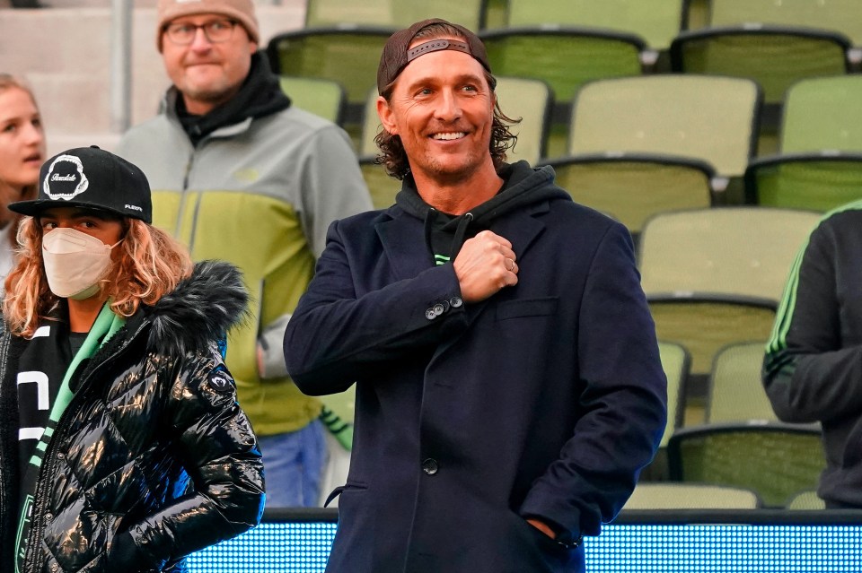 To get the crowd going for Austin FC's game against Cincinnati, McConaughey mimicked a song from his character Mark Hanna in the hit film the Wolf of Wall Street.