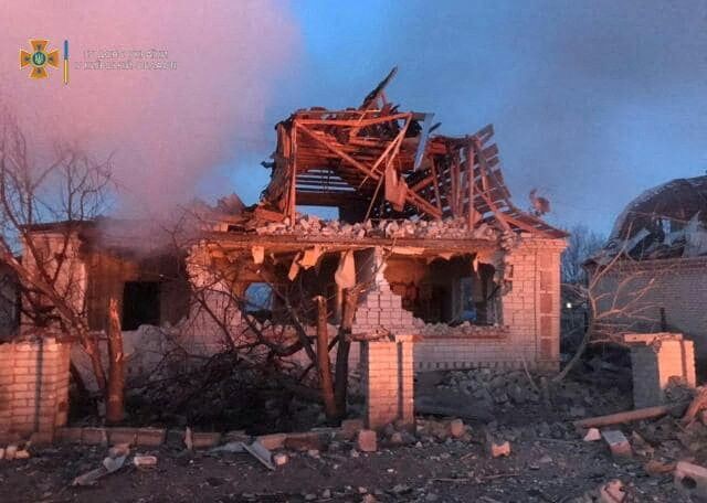 A residential building destroyed by Russian shelling in Krasylivka, Kyiv.