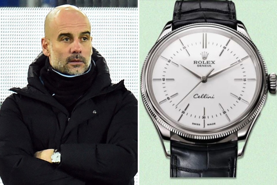 Pep Guardiola has been spotted wearing a Rolex Cellini worth £12,500