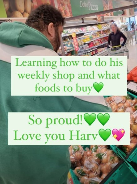 Katie shared her pride over Harvey learning to do his own food shop