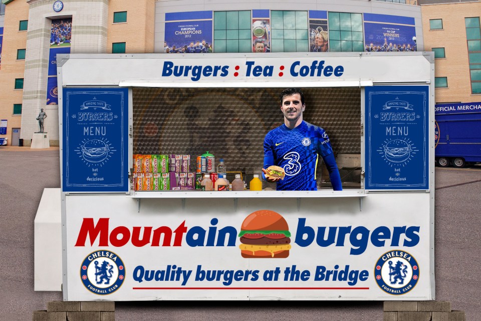 How star Mason Mount might look selling burgers at the Bridge