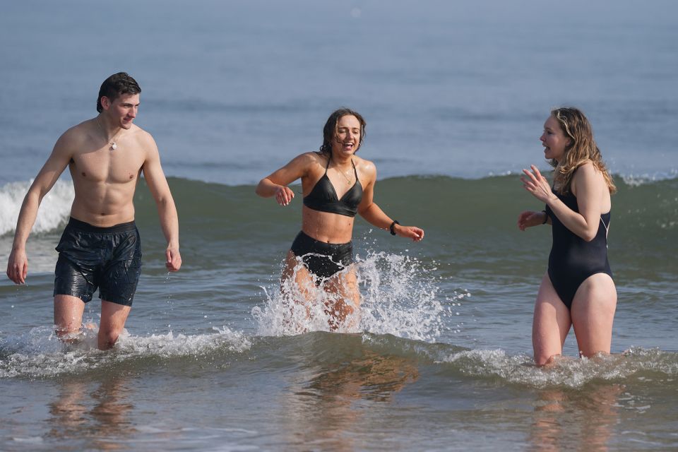 Geordies enjoyed the warm weather by taking a dip in the North Sea at Tynemouth