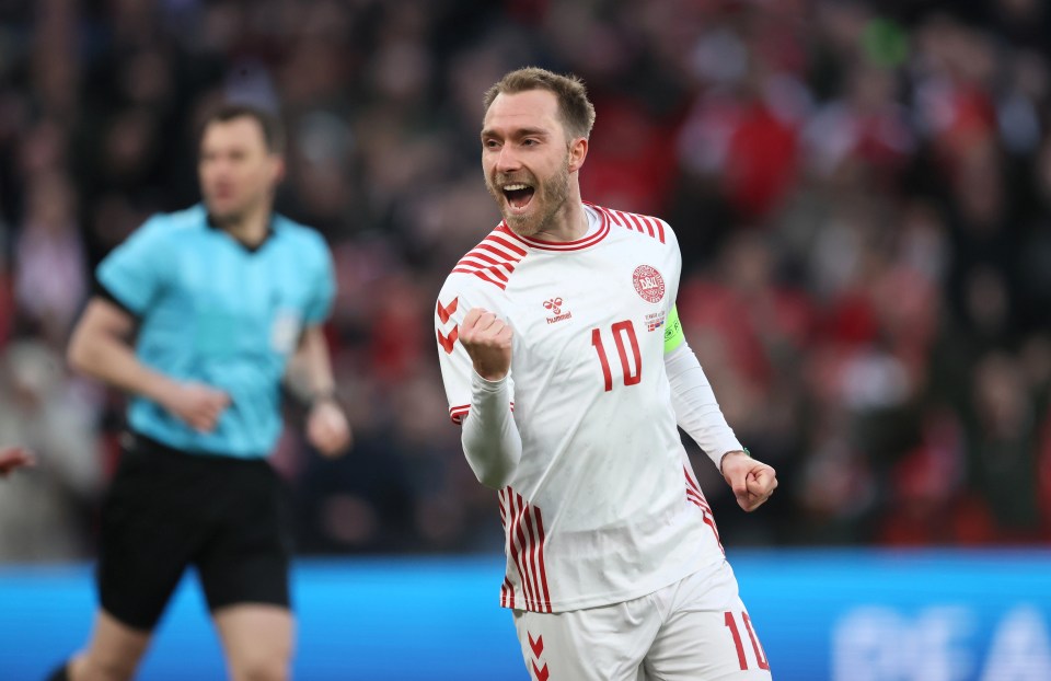 Christian Eriksen marked his home return to the national team with a 57th-minute goal