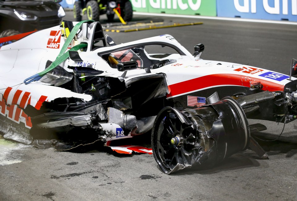 Mick Schumacher's car was wrecked in yesterday's 170mph crash