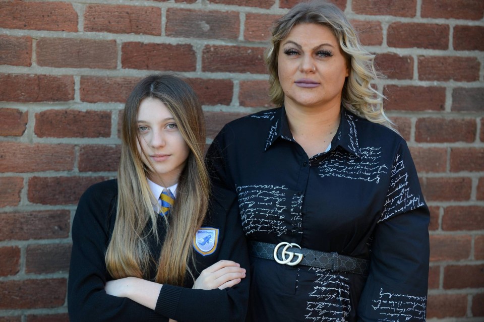 Ava Coutts (R) and mum Stevie Coutts (L) have been left shocked at the strict rules at the school