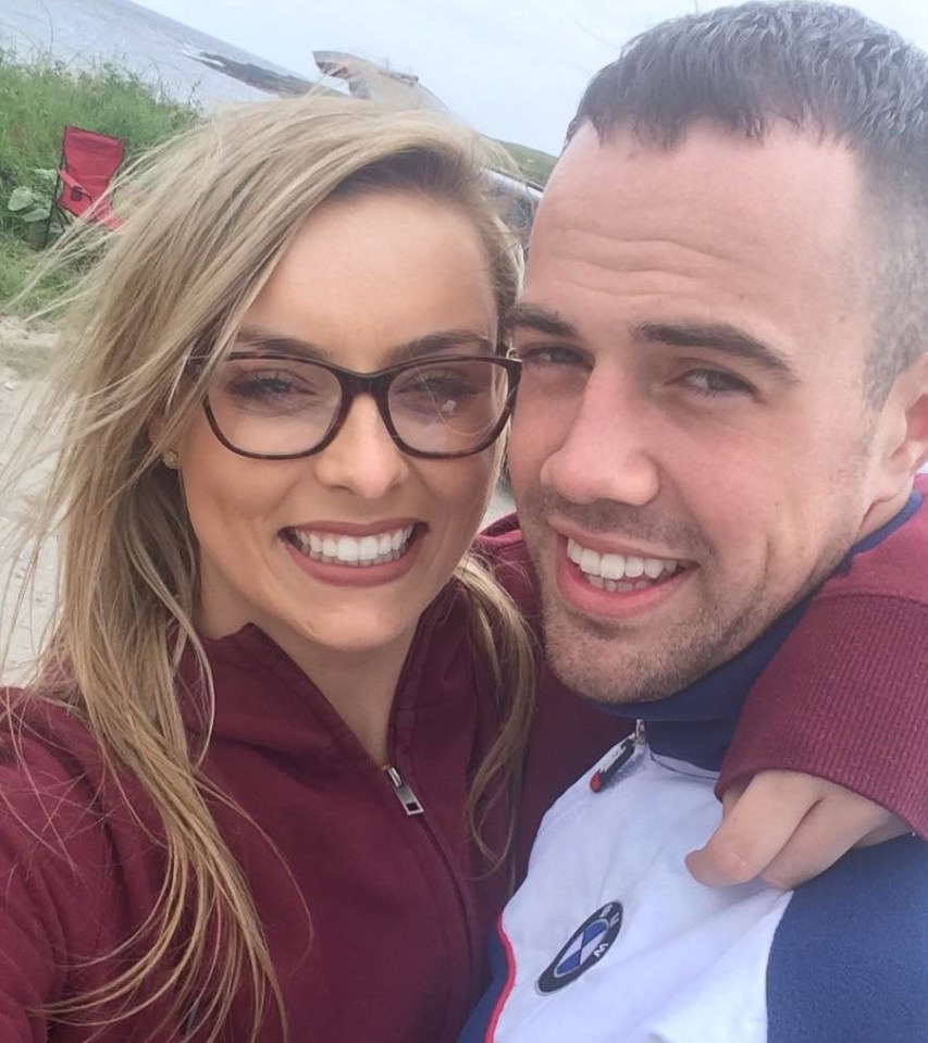 Chloe, pictured with her fiancé Declan, before her hair started falling out