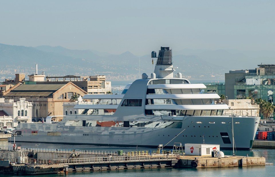 Abramovich’s yacht was spotted docked in Barcelona on Thursday