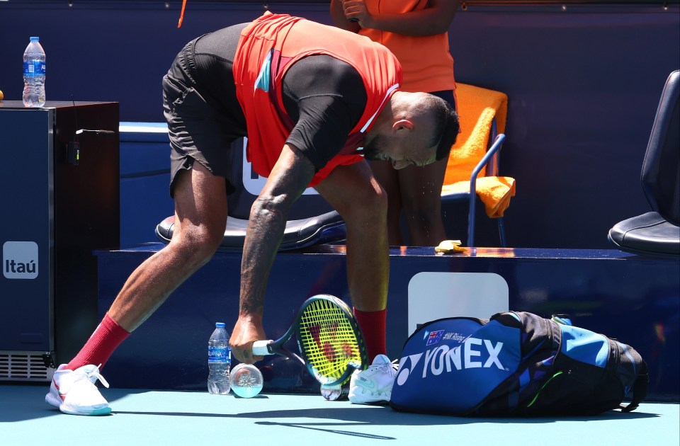 Kyrgios smashed another racket on his way to defeat in the Miami Open