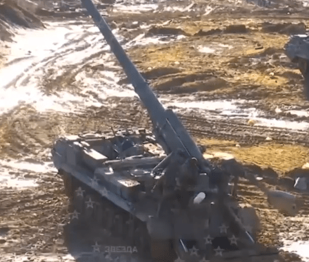 Video released by the Russian defence ministry showing the Malka gun