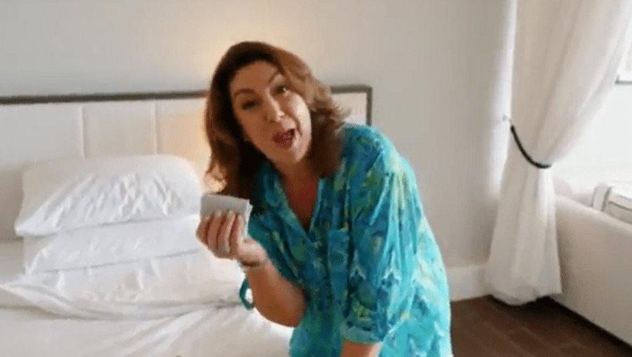 Jane McDonald gasped as she showed viewers her pants