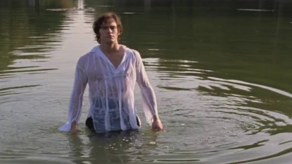 Colin Firth emerges from a lake in Pride and Prejudice