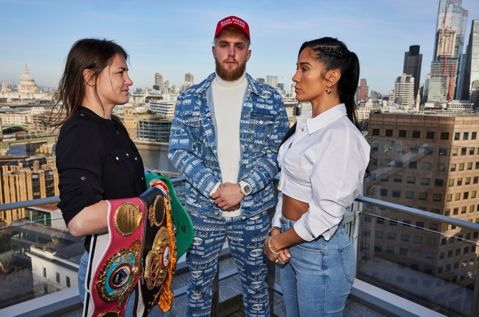 Katie Taylor, Jake Paul and Amanda Serrano in London