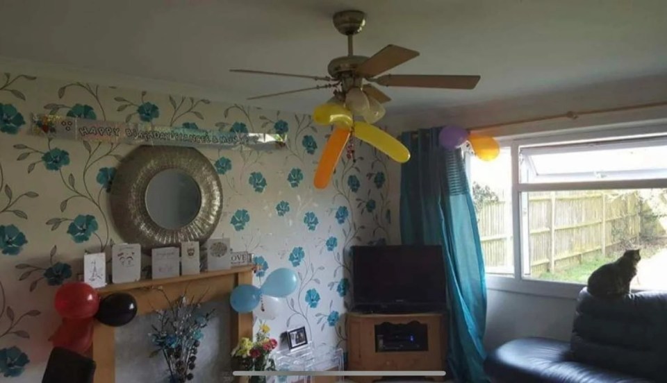 Melanie has lived in the same two-bed council home for two decades. Pictured, the living room before the very impressive makeover