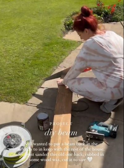 Stacey's latest project involved her creating a DIY beam