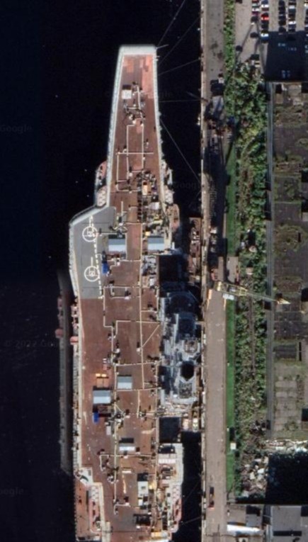 The Admiral Flota Sovetskogo Soyuza Kuznetsov – a Russian aircraft carrier – was pictured on Google Maps