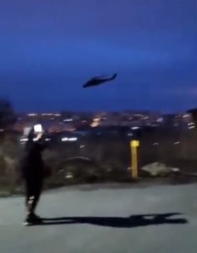 Footage reportedly shows two helicopters flying away from Belgorod at low altitude