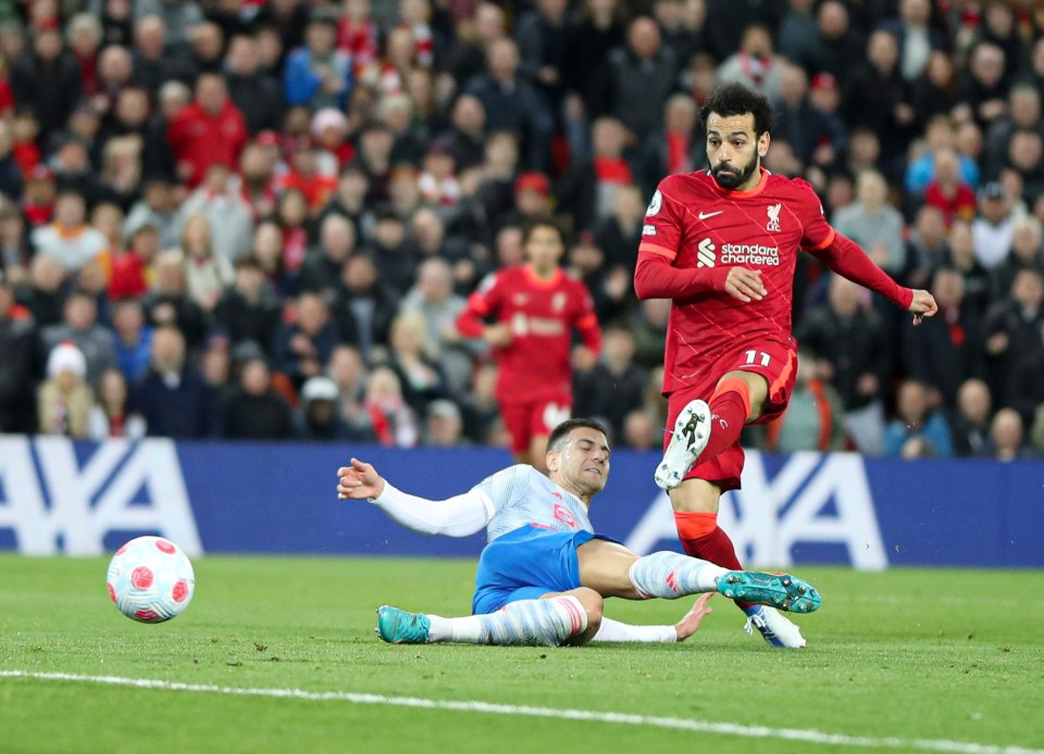 Mohamed Salah doubled the Reds' lead with a curling effort in the 22nd minute