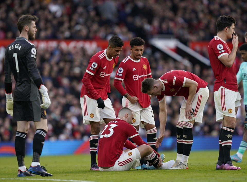 Man Utd are missing five players through injury for Tuesday's clash against Liverpool