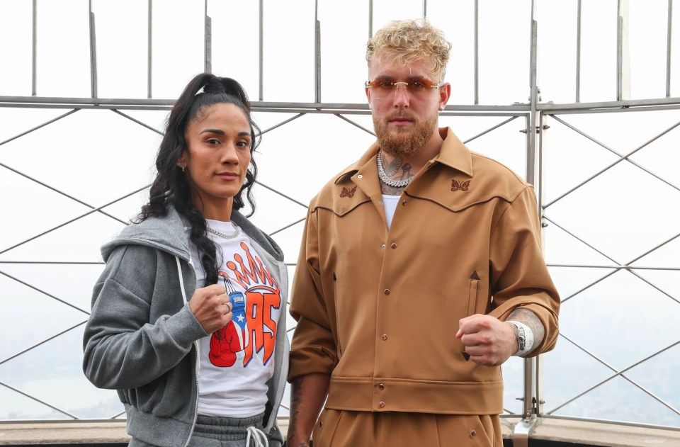 Amanda Serrano pictured with Jake Paul in New York