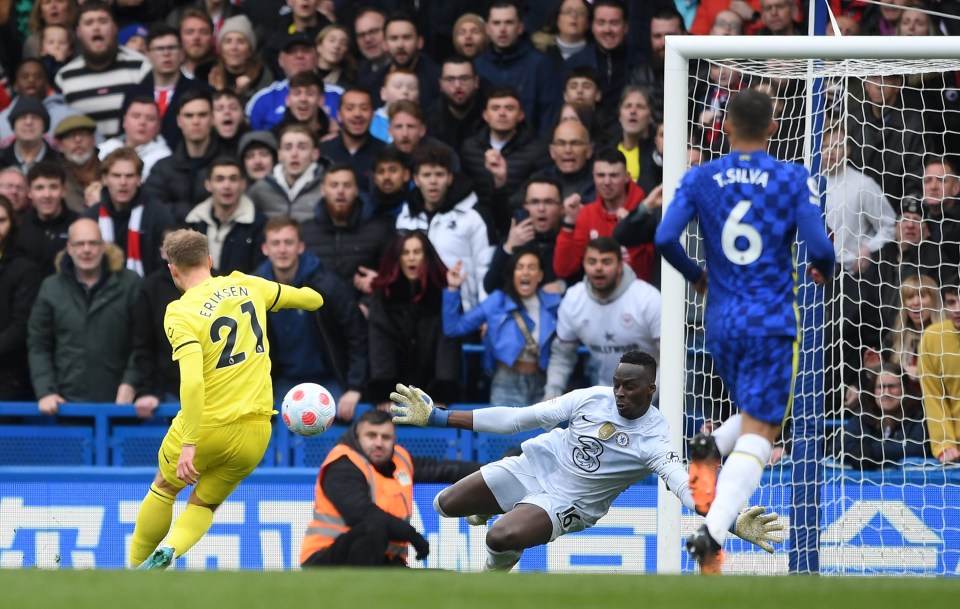 Eriksen gave Brentford the lead with a tidy finish