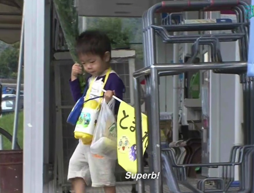 He successfully completes the task before leaving the supermarket and wandering home.