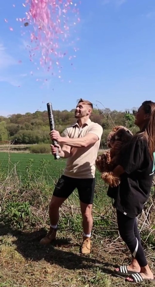 Adam was shown letting off pink confetti from a cannon