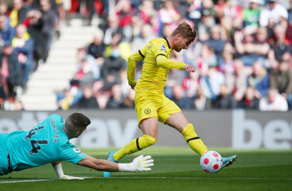 Werner's two goals against Southampton were his first in the Premier League for six months