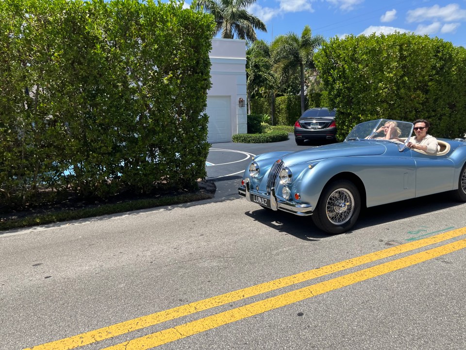 Brooklyn and Nicola cleared their heads the next morning by taking a £500,000 electric Jaguar XK120 out for a spin