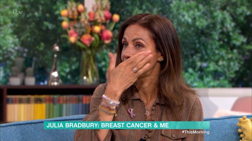 Countryfile star Julia wiped away tears recalling the moment she told her children she had breast cancer