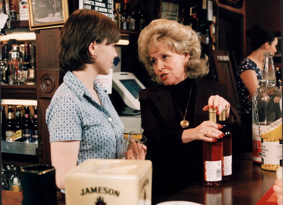 Melaine acting with Barbara Windsor on EastEnders in 2000