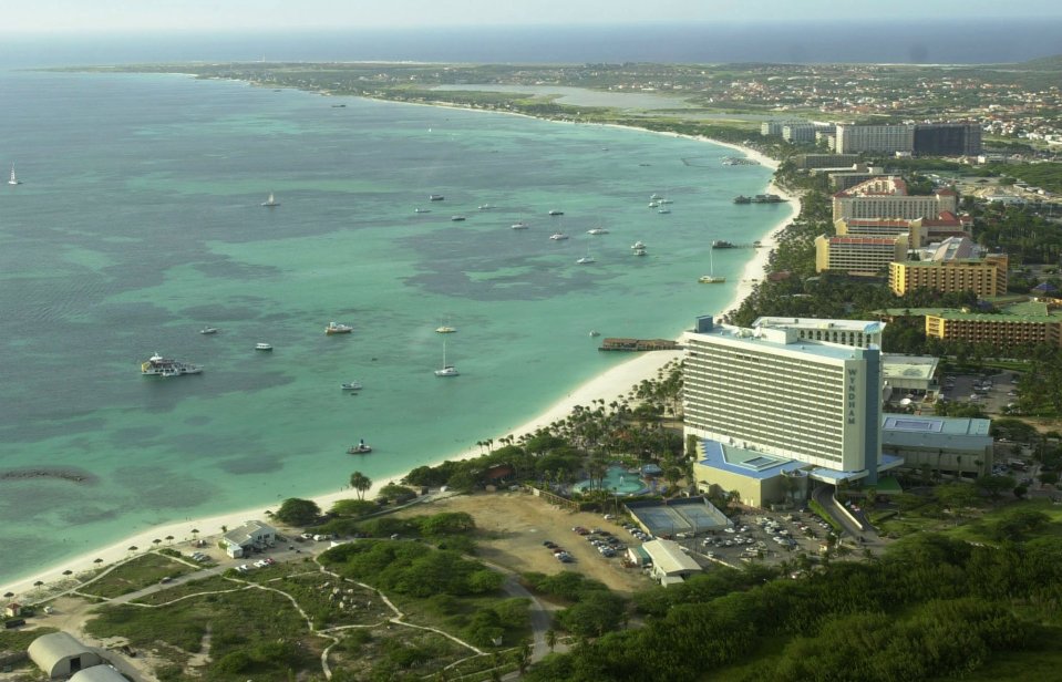 High rise hotels line the northeastern beaches of Aruba