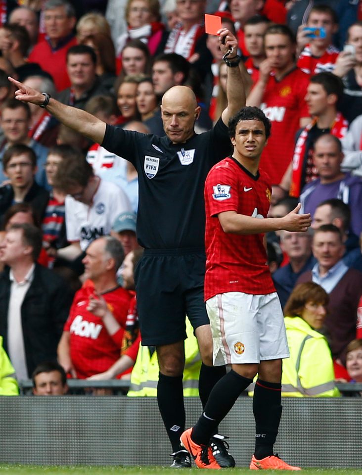 Rafael was shown a red card for kicking out at fellow Brazilian David Luiz