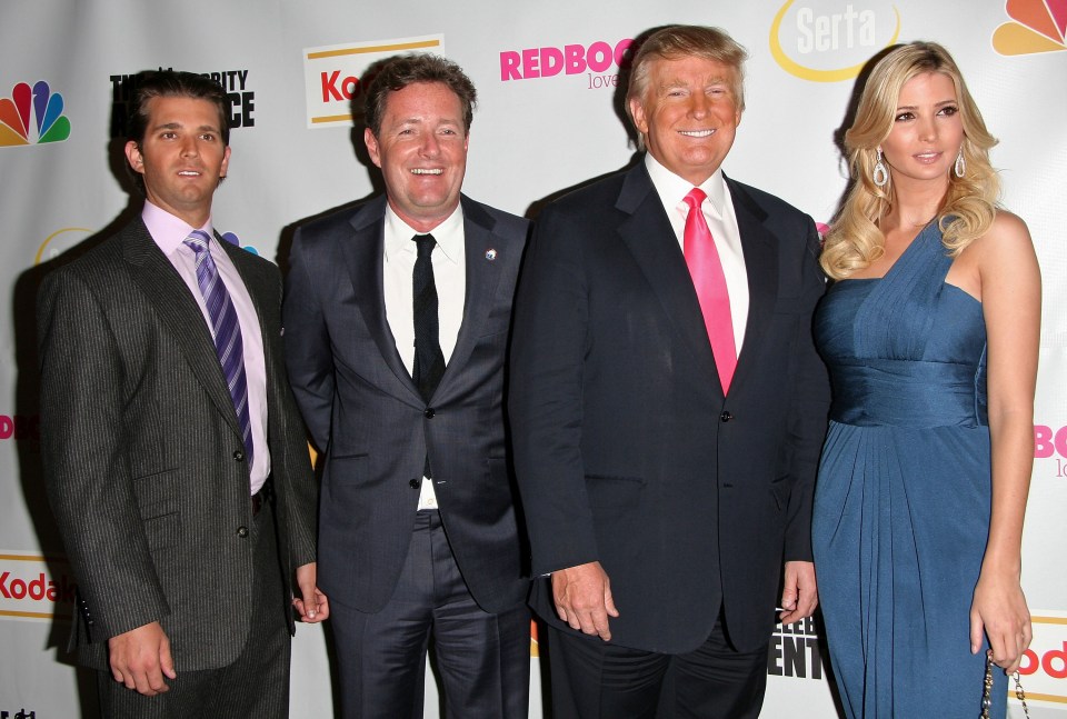 Piers Morgan with Donald Trump JR, Donald Trump and Ivanka Trump