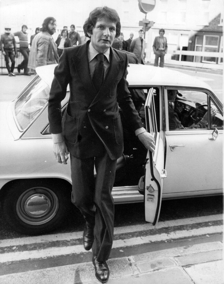 Norman Scott arrives at the Old Bailey in May 1979 during the trial