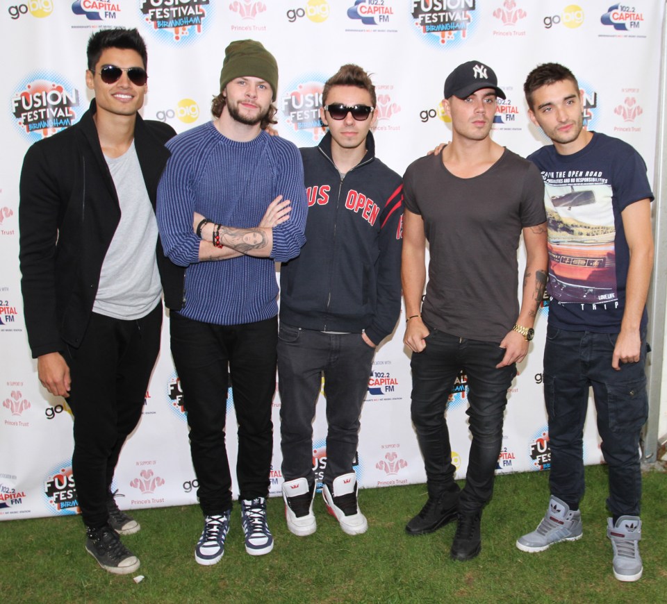 Tom with The Wanted - Max George, Jay McGuiness, Siva Kaneswaran, and Nathan Sykes