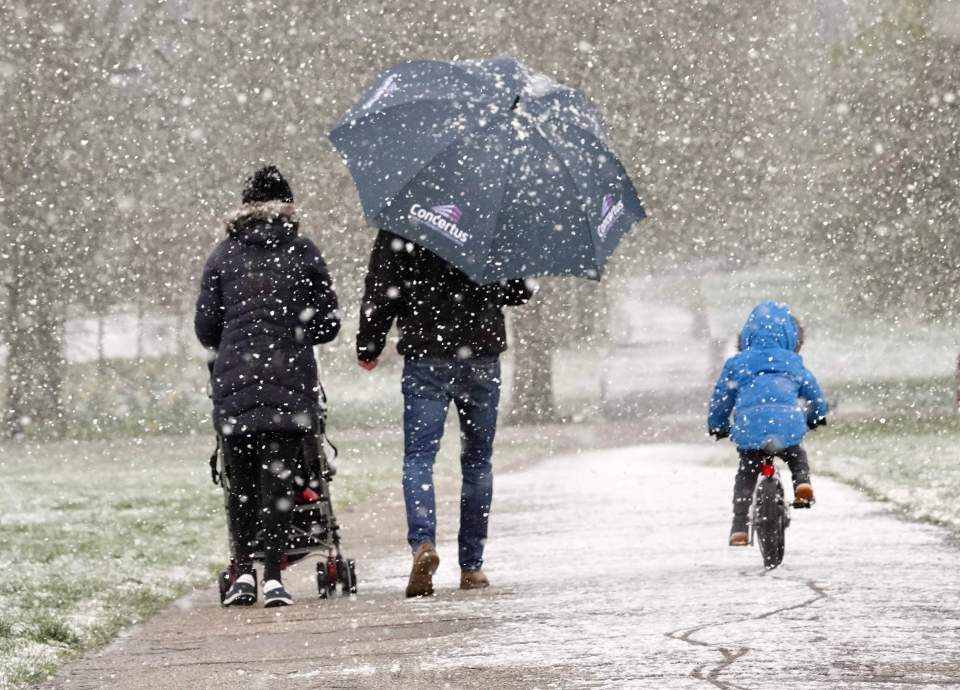 Ipswich in Suffolk saw snow showers this morning