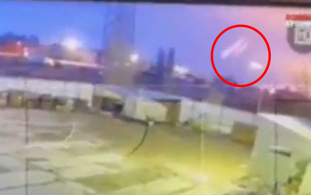 Footage appears to show a missile being fired at the depot