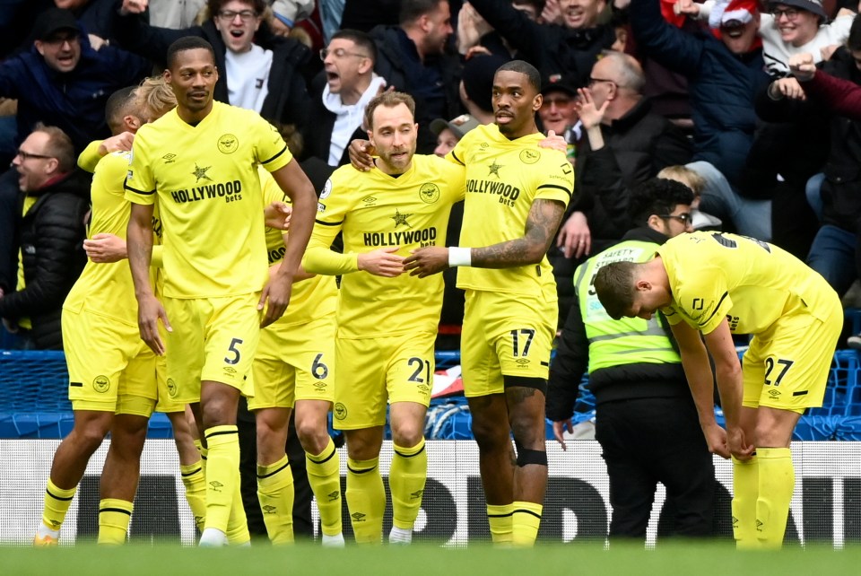 Christian Eriksen netted his first Brentford goal against Chelsea